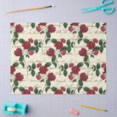 ヴィンテージ赤い花とキュラシッ書トのアイボリー 薄葉紙 (クラフト)