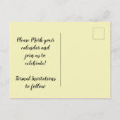 ヴィンテージ赤い花のパターン日付を保存 案内ポストカード (裏面)