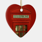 ヴィンテージ赤い電話ボックスのクリスマス装飾 セラミックオーナメント (右)