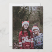 ヴィンテージ赤い青のパターン垂直方向の写真クリスマス シーズンカード (裏面)