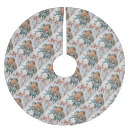 ヴィンテージ赤い鳥と小妖精や小人 ブラッシュドポリエステルツリースカート