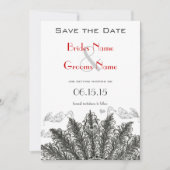 ヴィンテージ赤い鳥の結婚式の日付を保存 セーブザデート (正面)