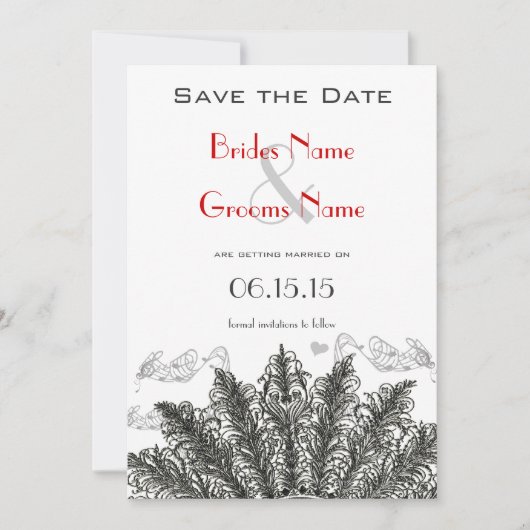 ヴィンテージ赤い鳥の結婚式の日付を保存 セーブザデート (正面)