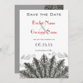 ヴィンテージ赤い鳥の結婚式の日付を保存 セーブザデート (正面/裏面)