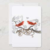 ヴィンテージ赤い鳥の結婚式の日付を保存 招待状 (裏面)