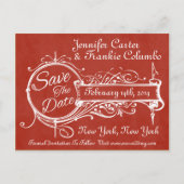 ヴィンテージ赤いChalkboard日付を保存 案内ポストカード (正面)