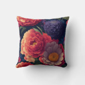 ヴィンテージ赤かわいらし橙紫色のムーム牡丹フローラ クッション (裏面)