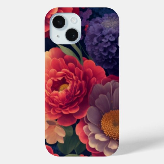 ヴィンテージ赤かわいらし橙紫色のムーム牡丹フローラ Case-Mate iPhoneケース (裏面)