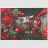 ヴィンテージ赤さくらんぼアフリカ系アメリカ人デコページ 薄葉紙 (正面)