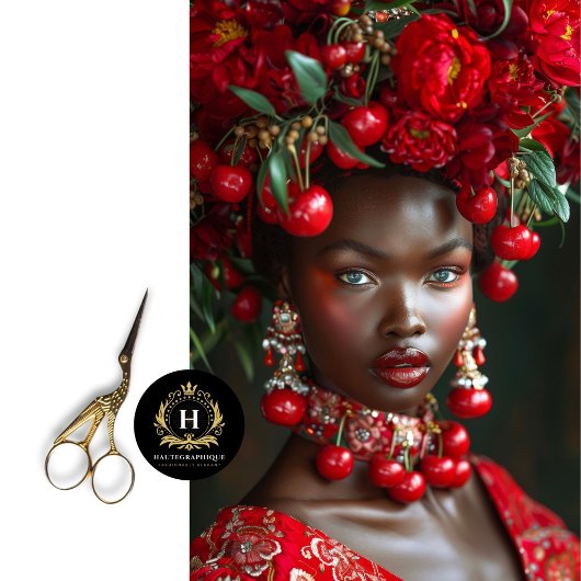 ヴィンテージ赤さくらんぼアフリカ系アメリカ人デコページ 薄葉紙