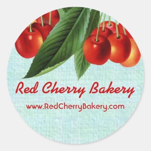 ヴィンテージ赤さくらんぼ果樹ギフトラベルシール ラウンドシール (正面)