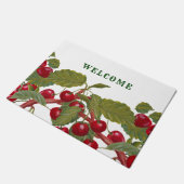 ヴィンテージ赤さくらんぼ水彩ようこそ ドアマット (アングル)