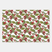 ヴィンテージ赤さくらんぼ水色 ラッピングペーパーシート (正面3)