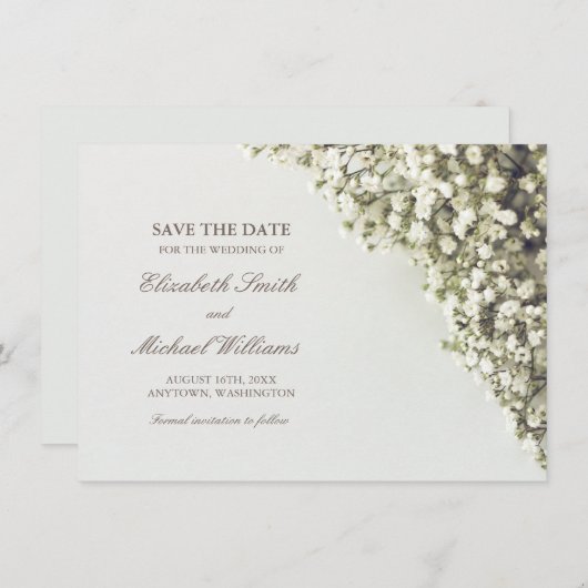 ヴィンテージ赤ちゃんの息の結婚式は日付を保存 セーブザデート (正面/裏面)