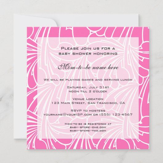 ヴィンテージ赤ちゃんシャワーアールヌーボーフローラルパターン 招待状 (正面)