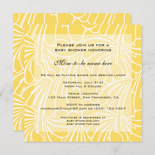 ヴィンテージ赤ちゃんシャワーアールヌーボーフローラルパターン 招待状 (正面/裏面)