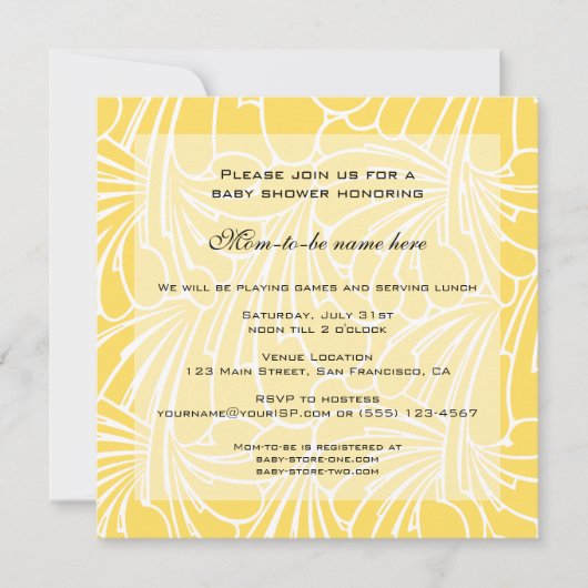 ヴィンテージ赤ちゃんシャワーアールヌーボーフローラルパターン 招待状 (正面)