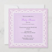 ヴィンテージ赤ちゃんシャワーガールかわいらしラベンダーの花 招待状 (裏面)