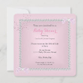 ヴィンテージ赤ちゃんシャワー女かわいらし子ピンク傘 招待状 (裏面)