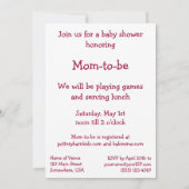 ヴィンテージ赤ちゃんシャワー、子供少女ガーリー 招待状 (裏面)