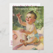 ヴィンテージ赤ちゃんシャワー、子供少女ガーリー 招待状 (正面/裏面)