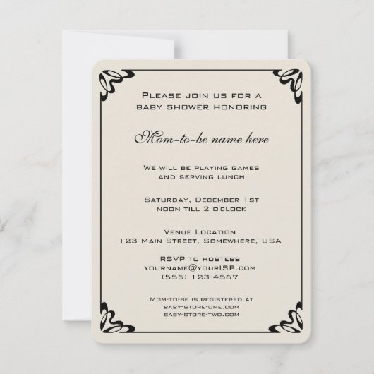 ヴィンテージ赤ちゃんシャワー、黄色の花フローラ草原 招待状 (正面)