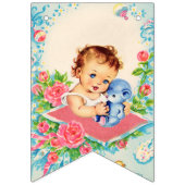 ヴィンテージ赤ちゃんブルーとピンクのシャビーガーランドの旗 バンティングフラッグ (第3の旗)