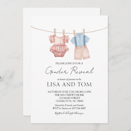 ヴィンテージ赤ちゃん服ボホジェンダーの公開 招待状 (正面/裏面)