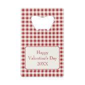 ヴィンテージ赤とクリームジンガムハート クレジットカード栓抜き (裏面)