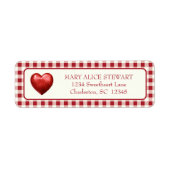 ヴィンテージ赤とクリームジンガムハート ラベル (正面)