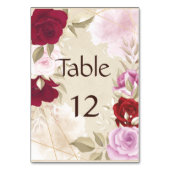 ヴィンテージ赤とピンクのローズフレーム テーブルナンバー (裏面)