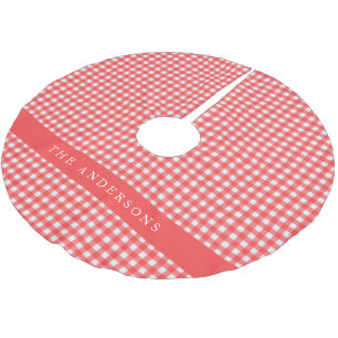 ヴィンテージ赤と白ギンガムプラッパーソナライズされたド ブラッシュドポリエステルツリースカート