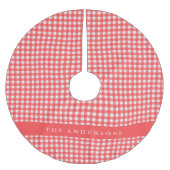 ヴィンテージ赤と白ギンガムプラッパーソナライズされたド ブラッシュドポリエステルツリースカート (正面)