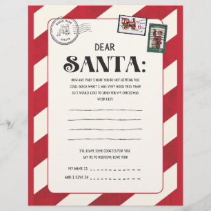 ヴィンテージ赤と白クリスマスサンタレター。 チラシ
