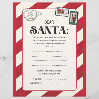 ヴィンテージ赤と白クリスマスサンタレター。 チラシ