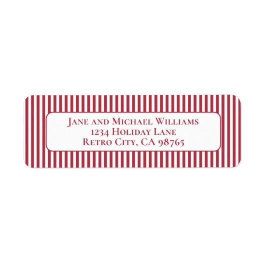 ヴィンテージ赤と白シンプルクリスマスストライプ ラベル (正面)