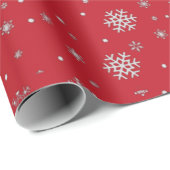 ヴィンテージ赤と白スノーフレーク・クリスマス ラッピングペーパー (ロールコーナー)