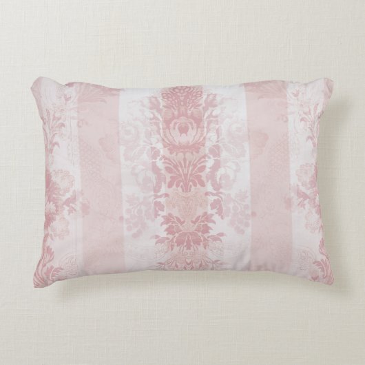 ヴィンテージ赤と白ダマスクストライプオンサテン アクセントクッション (正面)