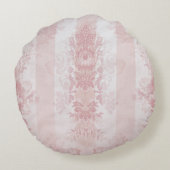 ヴィンテージ赤と白ダマスクストライプオンサテン ラウンドクッション (裏面)