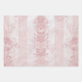 ヴィンテージ赤と白ダマスクストライプオンサテン ラッピングペーパーシート (正面3)