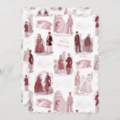 ヴィンテージ赤と白ファッションフランスのトイル 招待状 (正面/裏面)