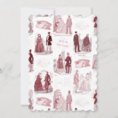 ヴィンテージ赤と白ファッションフランスのトイル 招待状 (正面)