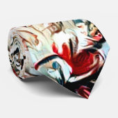 ヴィンテージ赤と白フローラ ネクタイ (ロール)