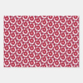 ヴィンテージ赤と白フローラ ラッピングペーパーシート (正面3)