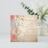 ヴィンテージ赤と紫の花赤ちゃんシャワー 招待状 (スタンド正面)