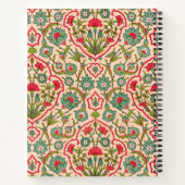 ヴィンテージ赤と緑のアラビア花の模様 ノートブック (裏面)