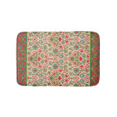 ヴィンテージ赤と緑のアラビア花の模様 バスマット (正面)