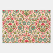 ヴィンテージ赤と緑のアラビア花の模様 ラッピングペーパーシート (正面)