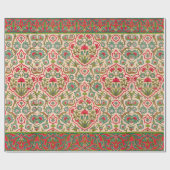 ヴィンテージ赤と緑のアラビア花の模様 ラッピングペーパー (フラット)