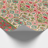 ヴィンテージ赤と緑のアラビア花の模様 ラッピングペーパー (角)